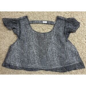 Lucca‎ Couture XS Snake Print Crop Top Open Back Short Sleeve Flutter
